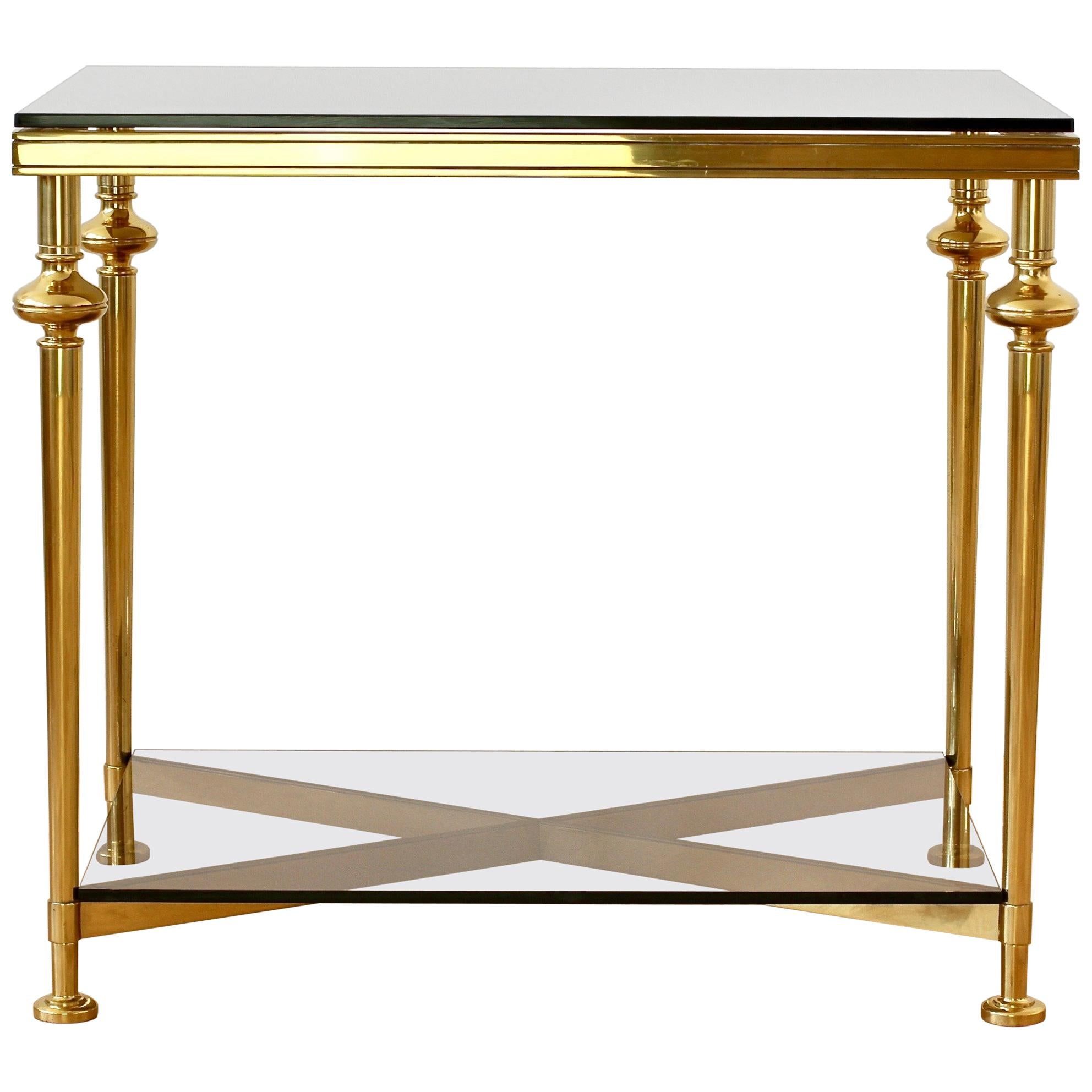 Mid-Century French Solid Cast Brass Side / End Table 