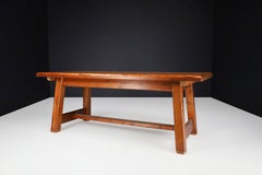 Mid-Century French Solid Pine Dining Table, 1970s