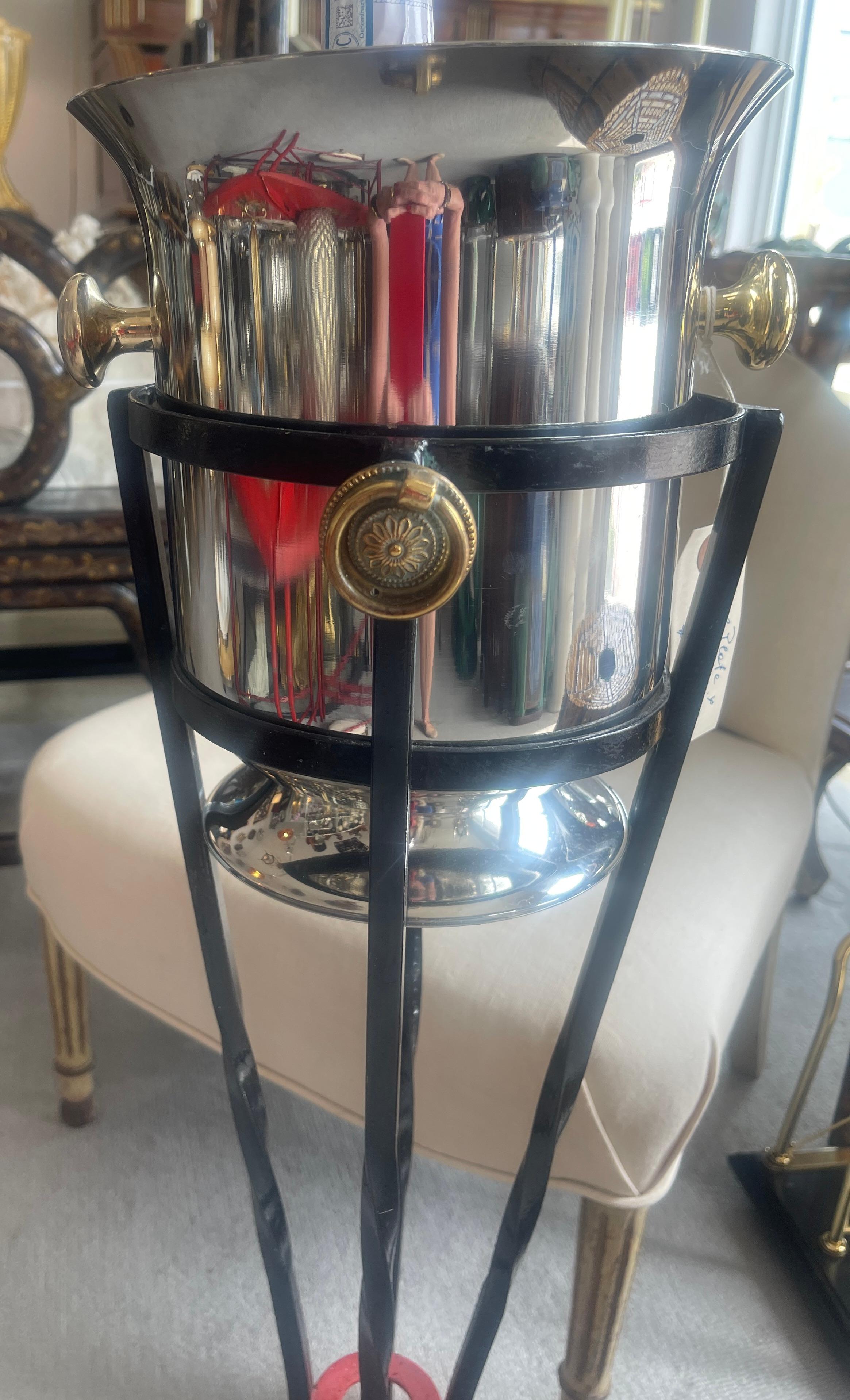 Mid-Century French Standing Ice Bucket Holder & Ice Bucket 4