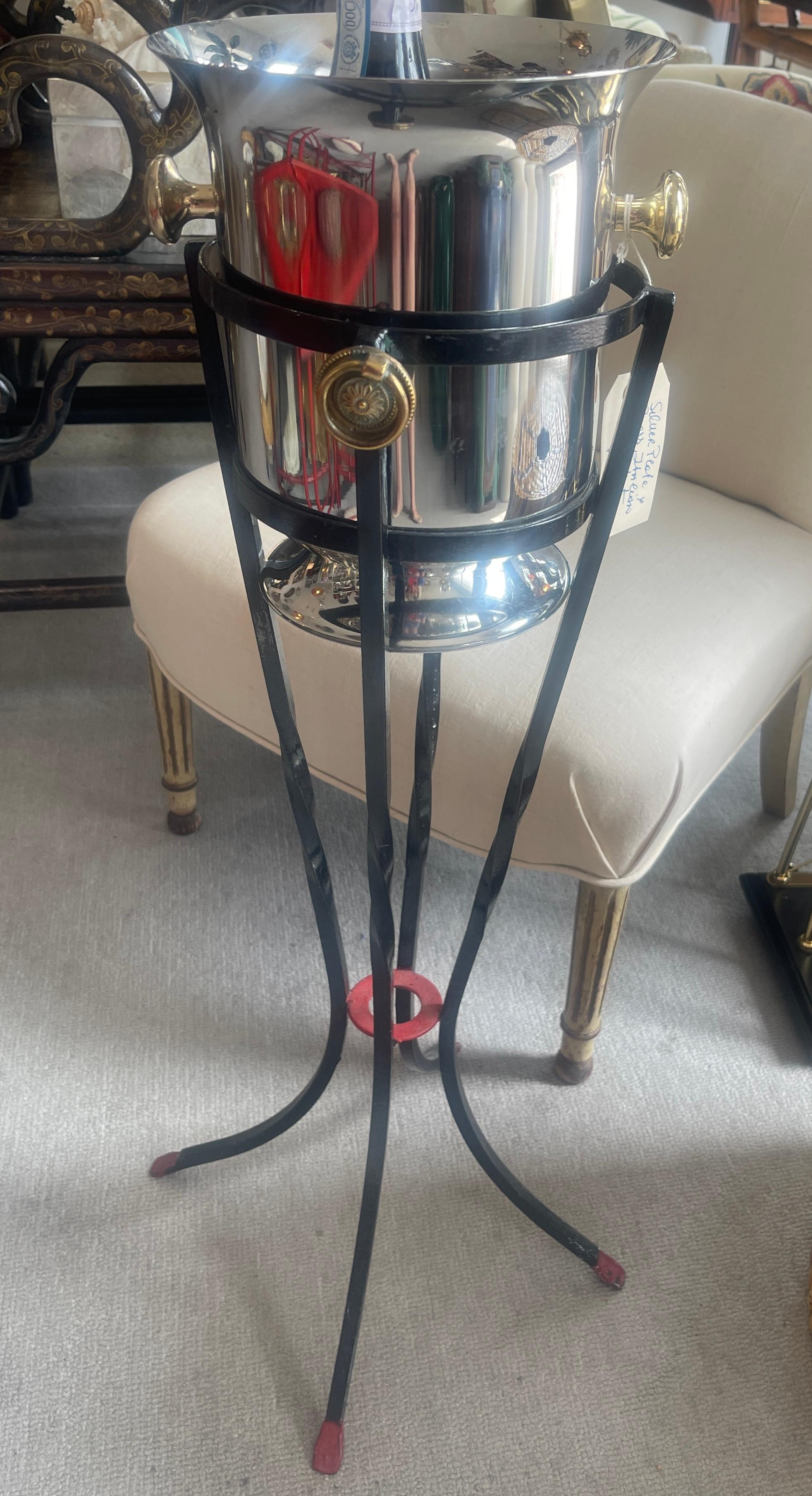 Mid-Century French Standing Ice Bucket Holder & Ice Bucket 5