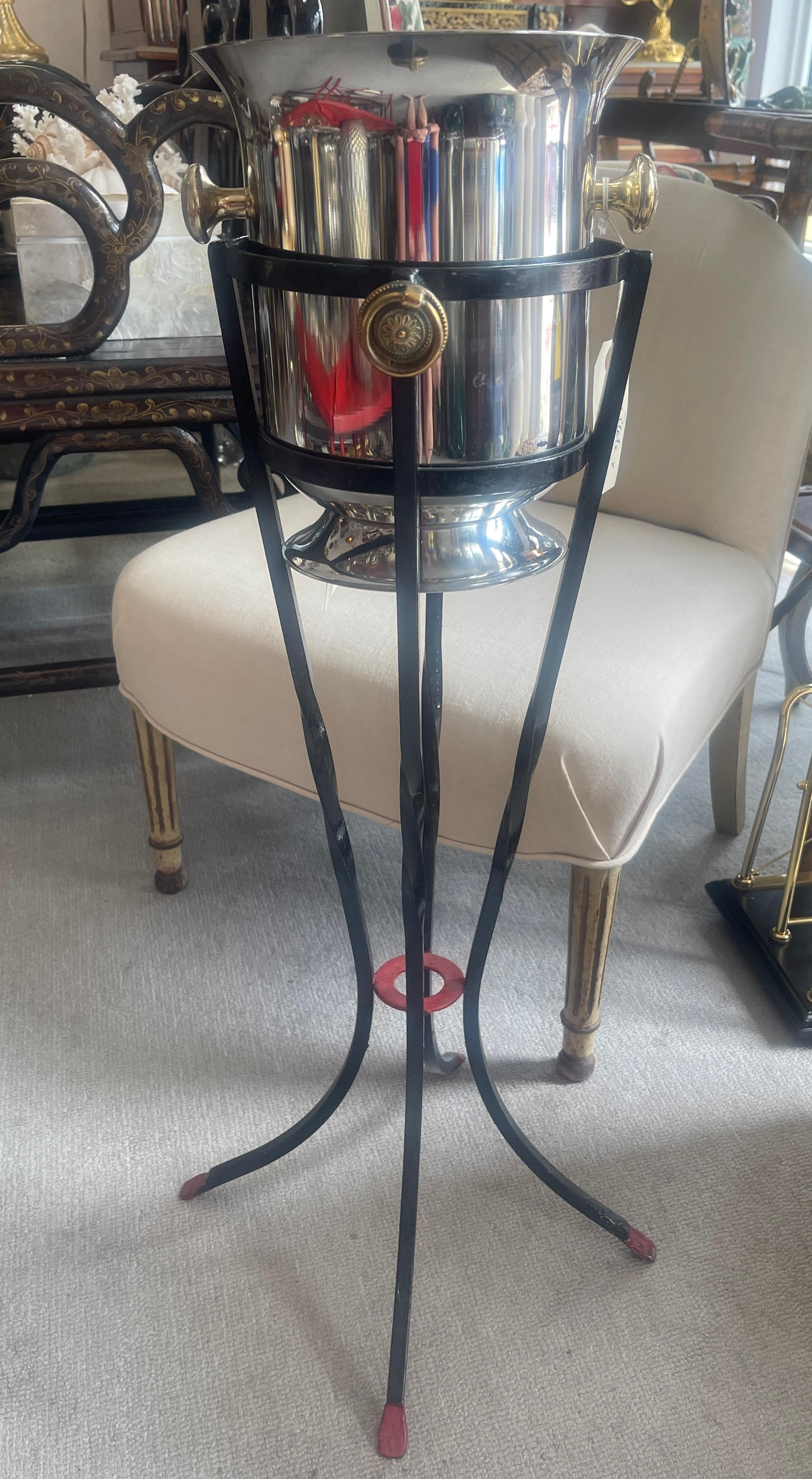 Mid-Century French Standing Ice Bucket Holder & Ice Bucket 3