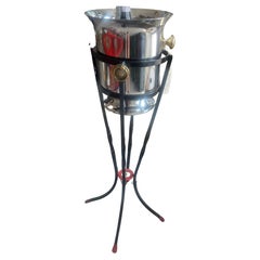 Mid-Century French Standing Ice Bucket Holder & Ice Bucket