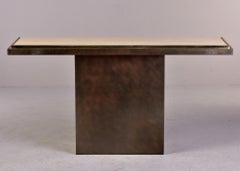 Mid Century French Steel Console with Travertine Top