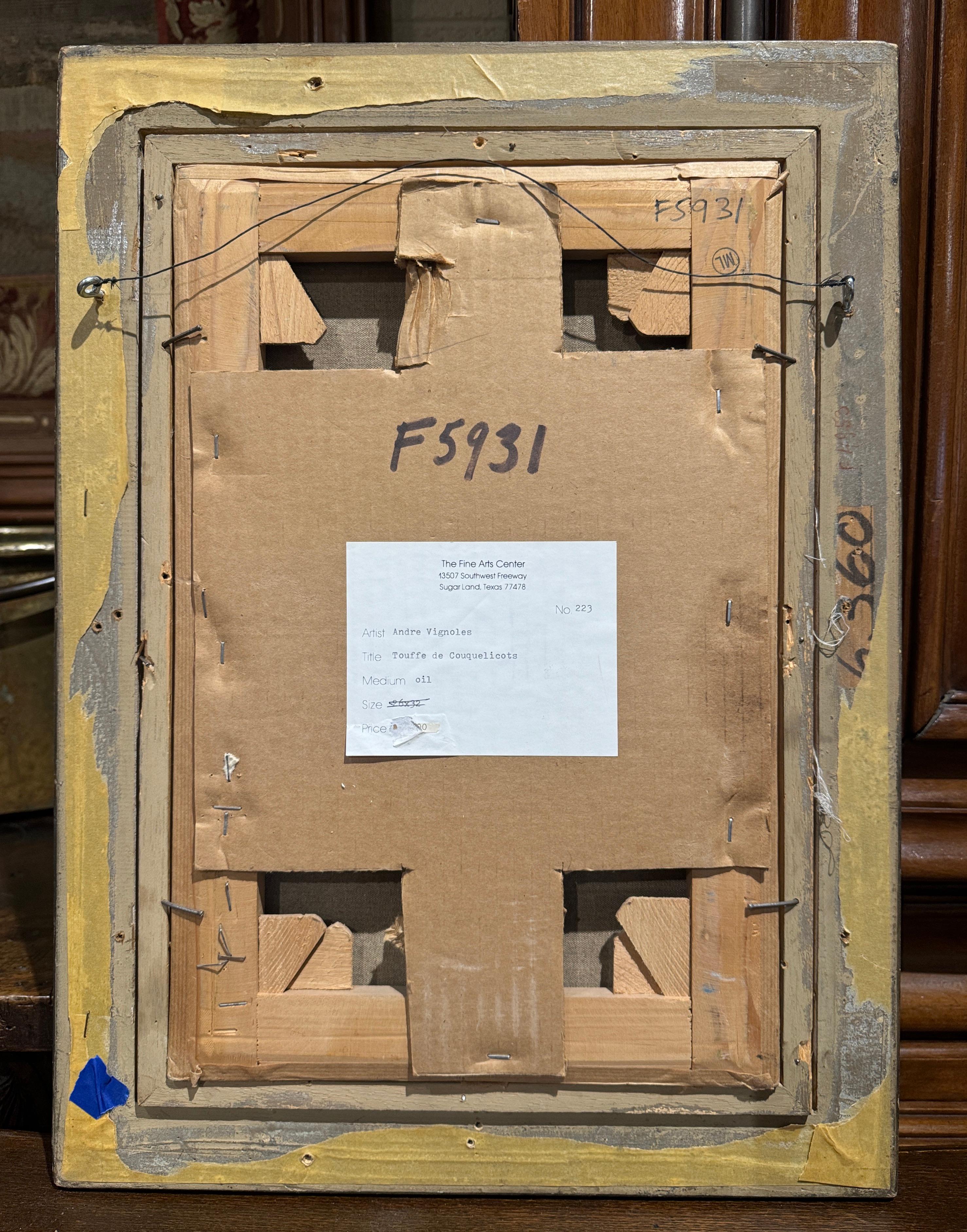 Mid-Century French Still Life Oil Painting in Gilt Frame Signed A. Vignoles For Sale 1