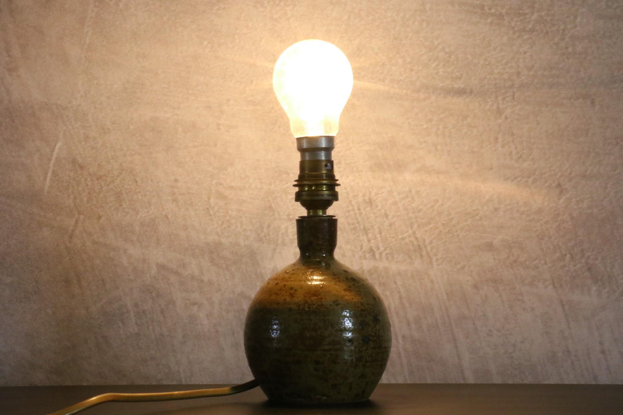 20th Century Mid-Century French Stoneware Lamp by La Borne Potters Signed Baudart circa 1970 For Sale