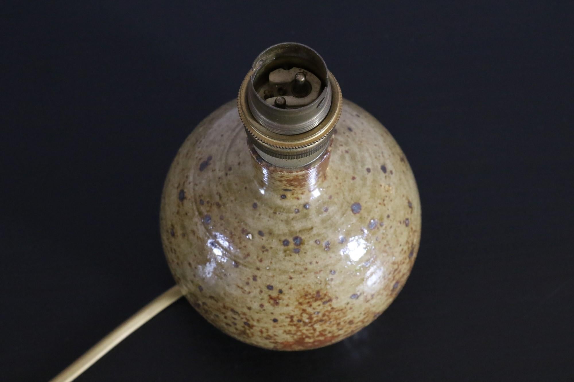 Ceramic Mid-Century French Stoneware Lamp by La Borne Potters Signed Baudart circa 1970 For Sale