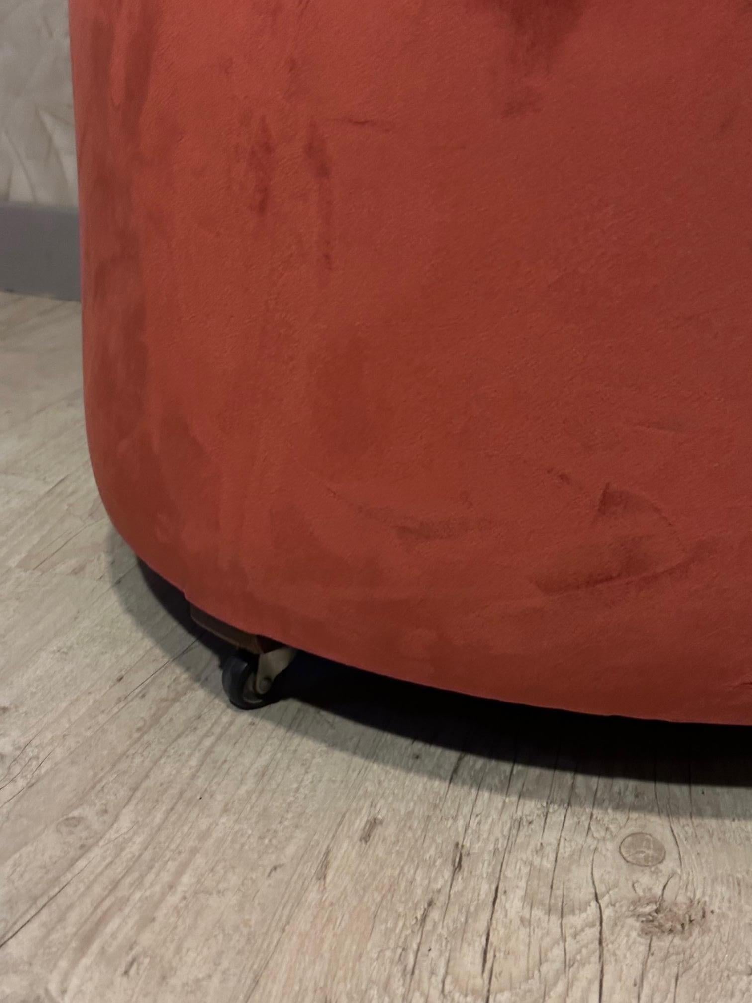 Mid-20th Century Mid-century French Stool reupholstered with an Orange Velvet  For Sale