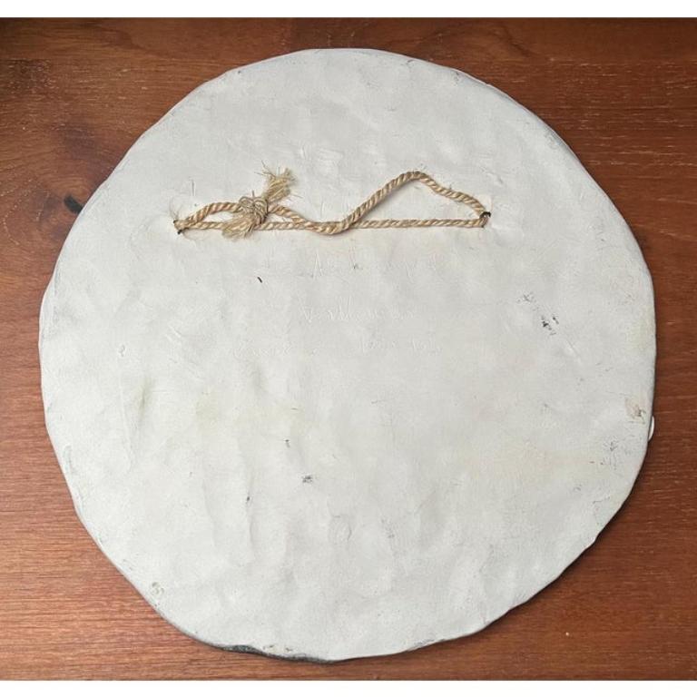Mid-Century French Studio Pottery Art Wall Plate by Gilbert Valentin, 1950s For Sale 6