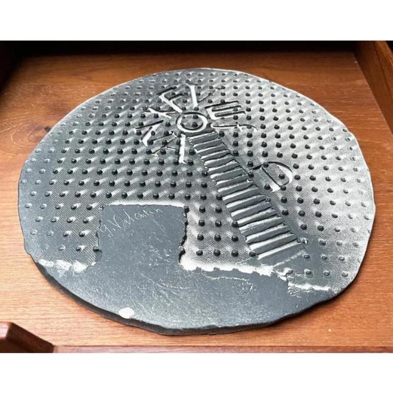 Ceramic Mid-Century French Studio Pottery Art Wall Plate by Gilbert Valentin, 1950s For Sale