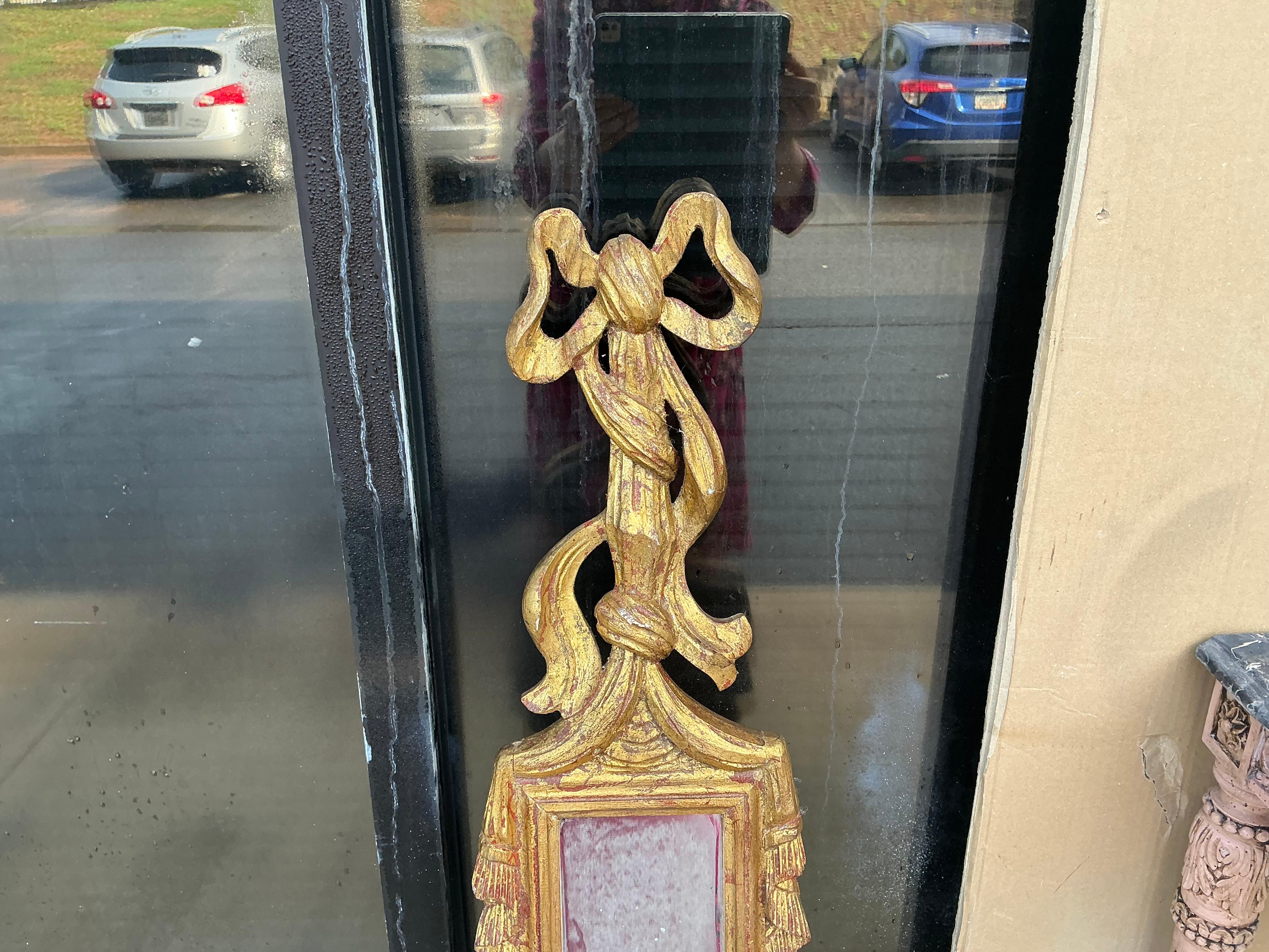 20th Century Mid-Century French Style Carved Giltwood Sconce W/ Mirror - 46 Inches For Sale