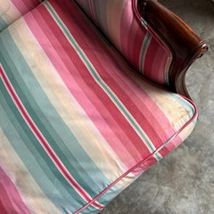 Mid-Century French Style Carved Mahogany Arm Chairs W/ Down Cushions - Pair