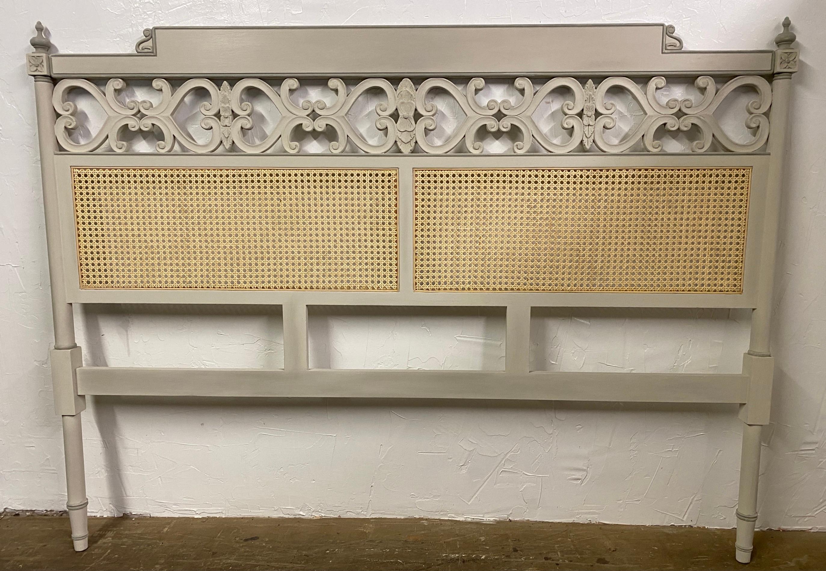 Mid-Century French Style King Size Painted Headboard In Good Condition In Sheffield, MA