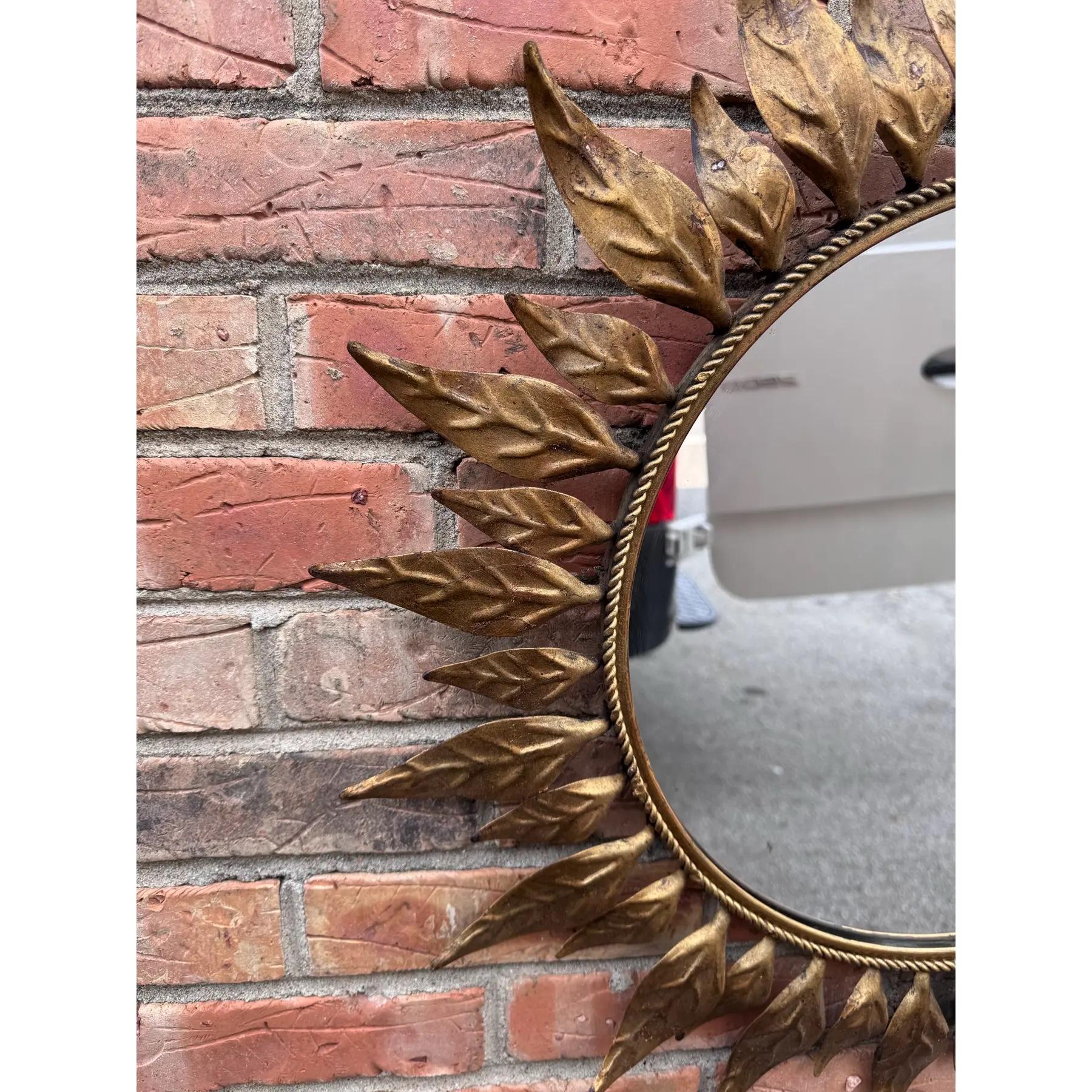 Metallo Mid-Century French Sunburst Mirror in vendita