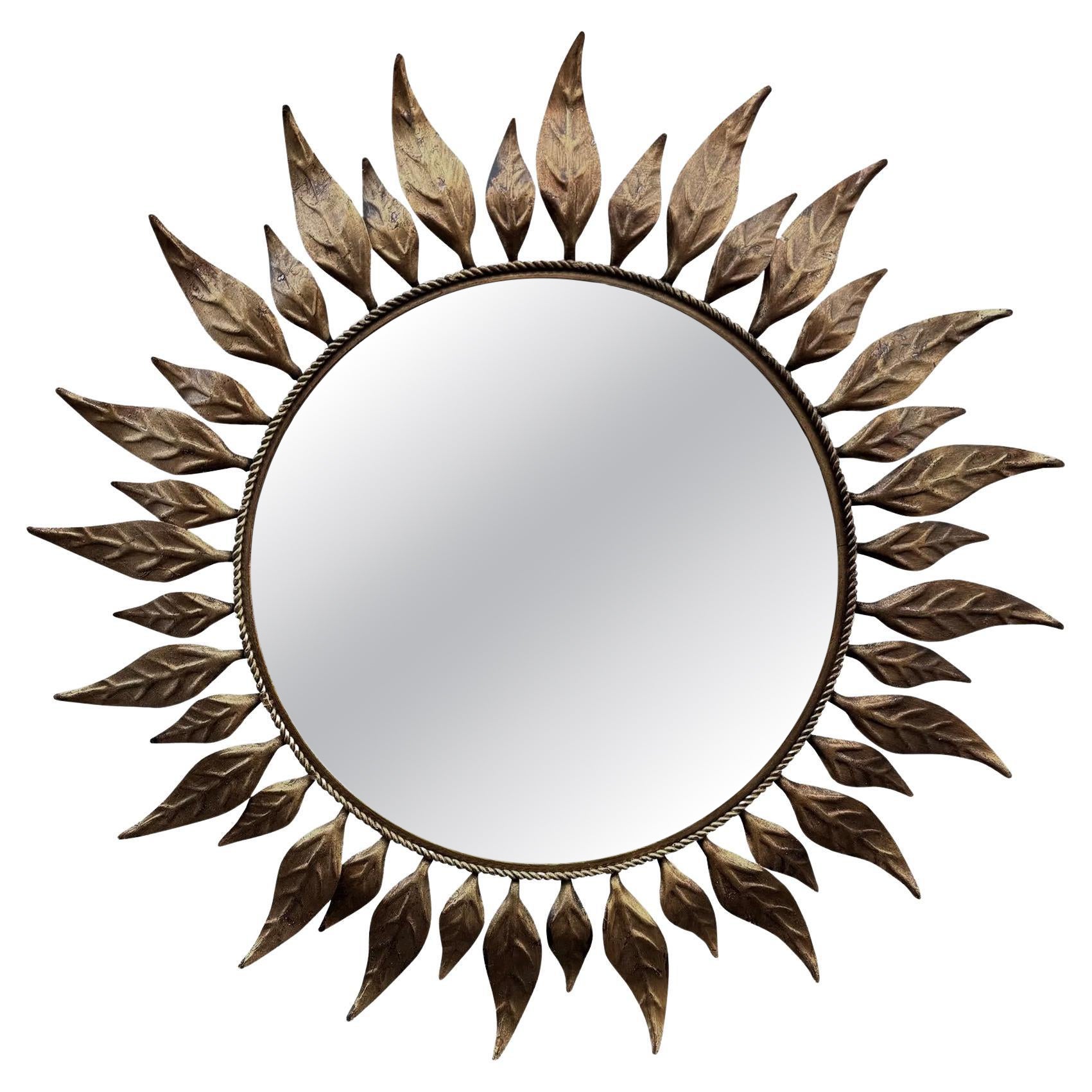 Mid-Century French Sunburst Mirror in vendita