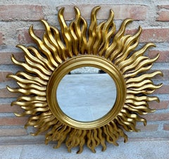 Mid-Century French Sunburst Mirror in Gold, 1950s