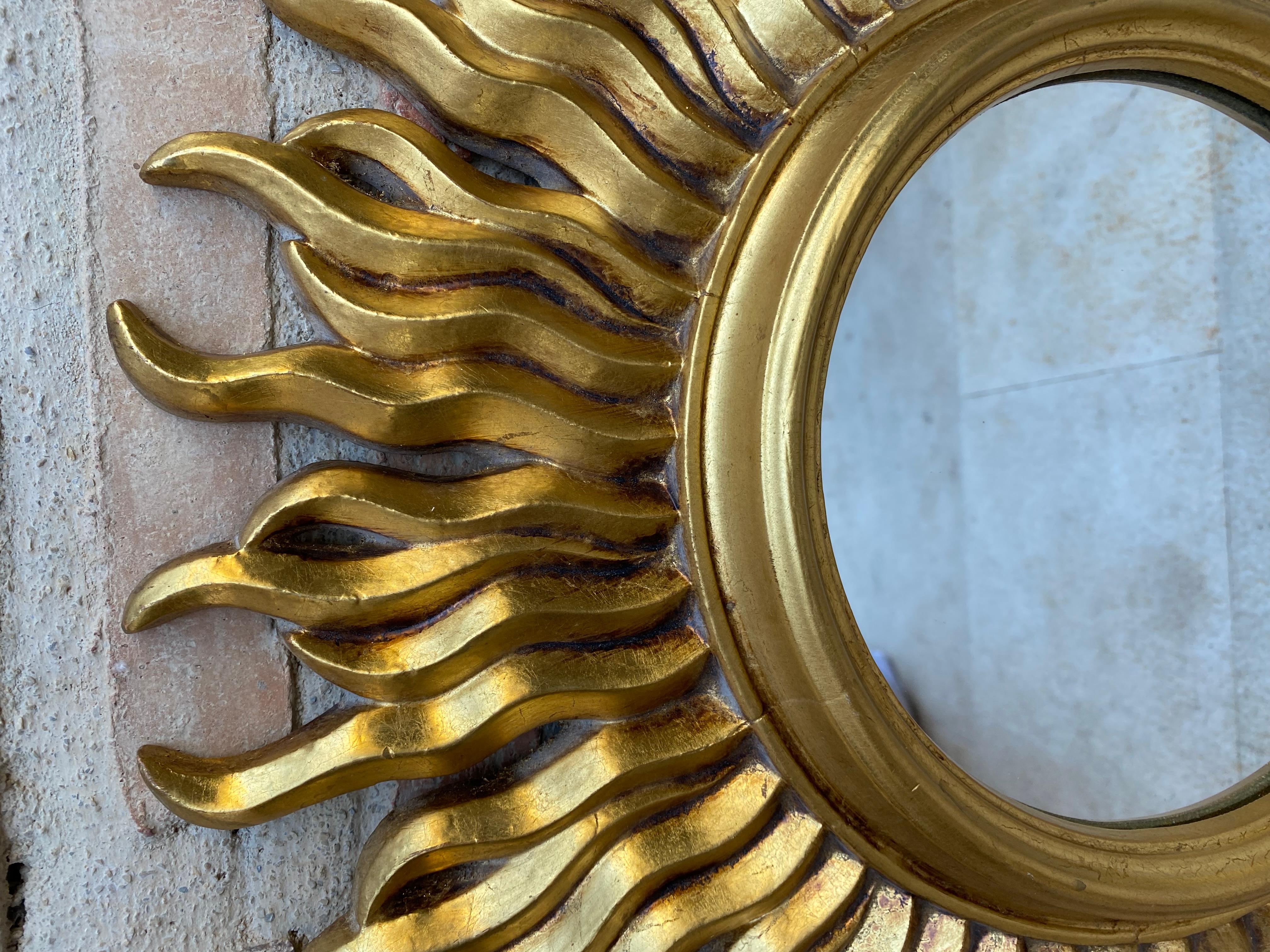 20th Century Mid-Century French Sunburst Mirror in Gold, 1950s For Sale