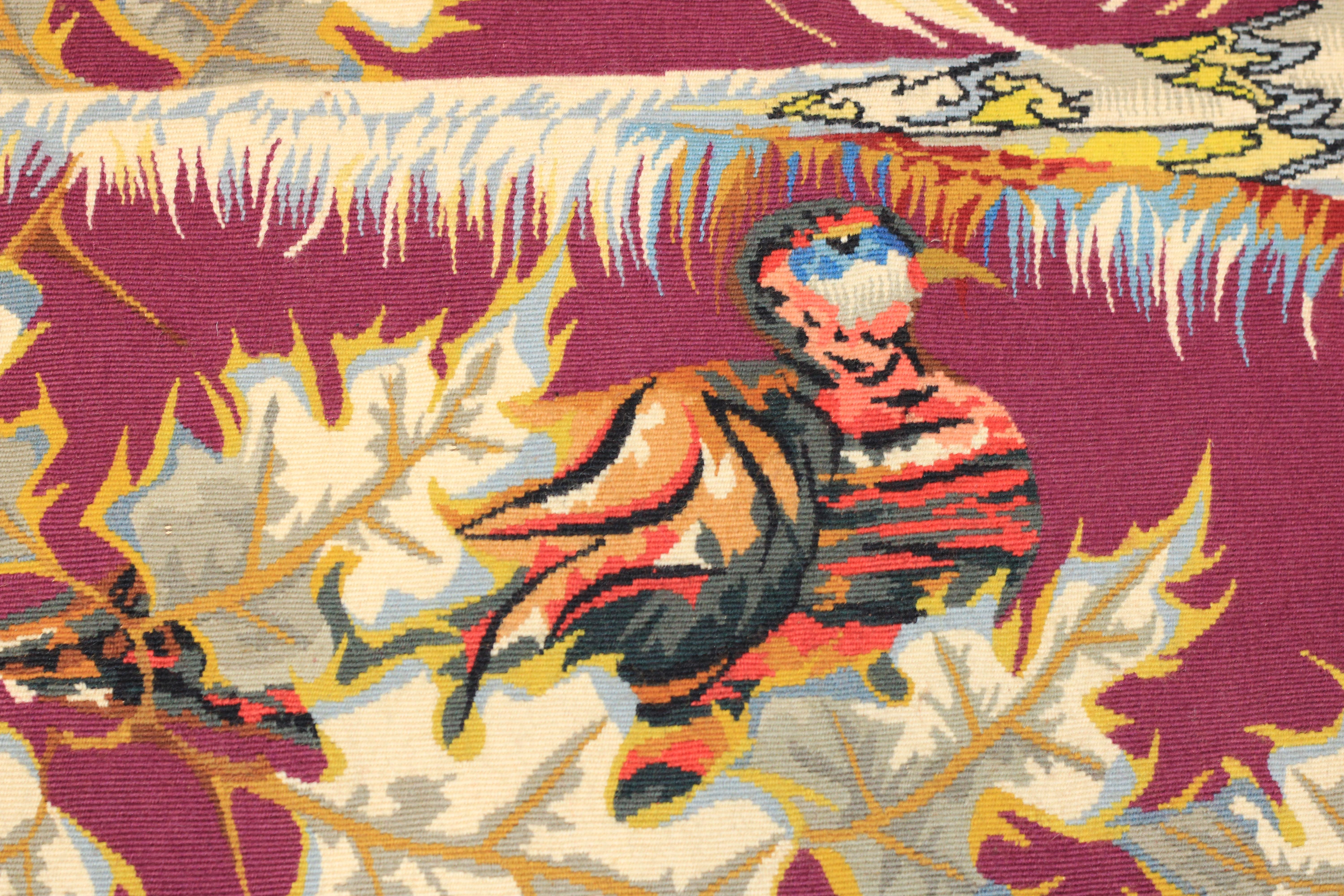Mid Century French Tapestry 4’11” x 7’4” For Sale 8