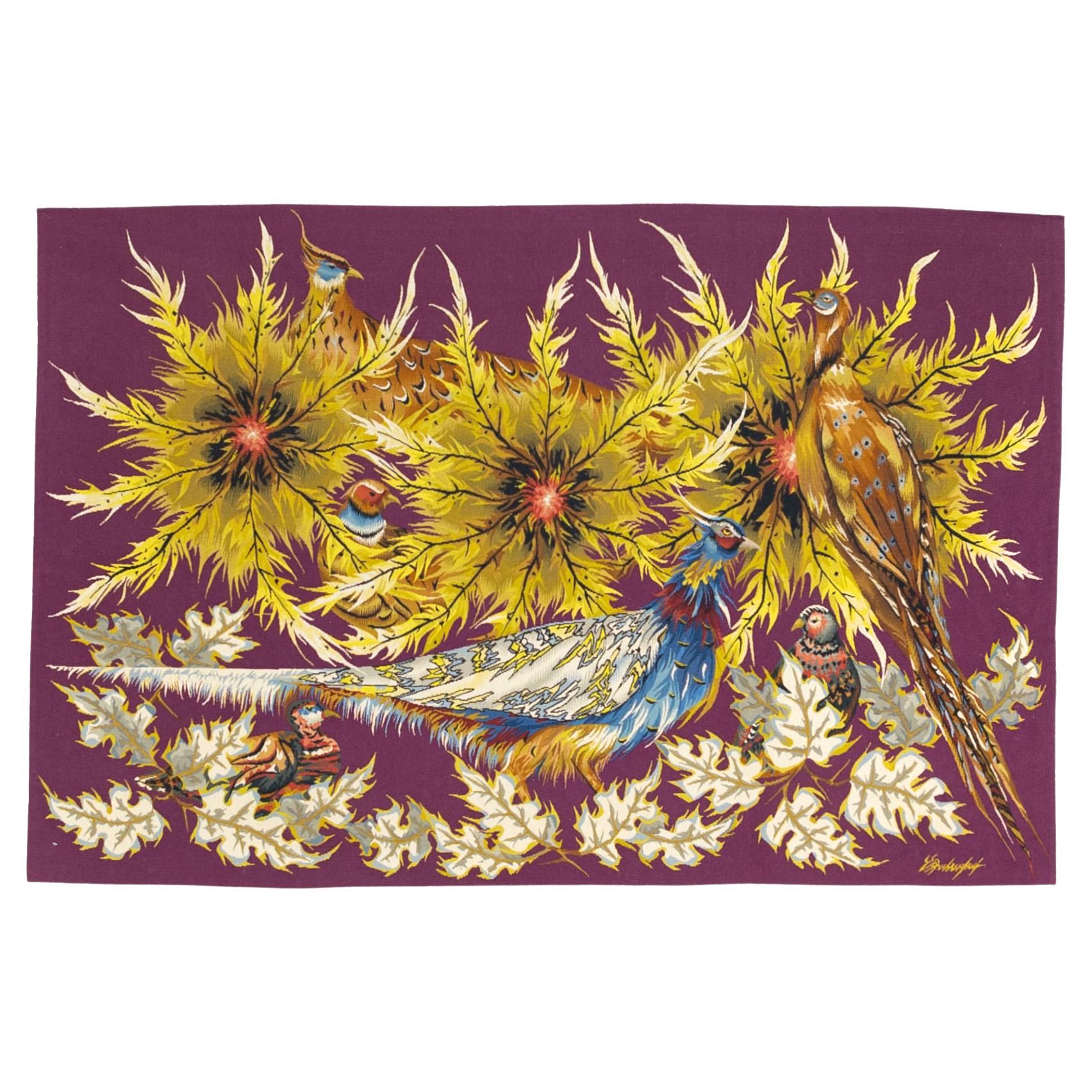Mid Century French Tapestry 4’11” x 7’4” For Sale