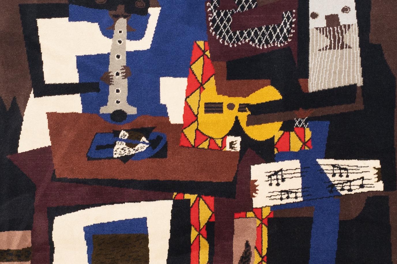 Francese Arazzo francese di metà secolo ispirato a Picasso Design/One 5'7