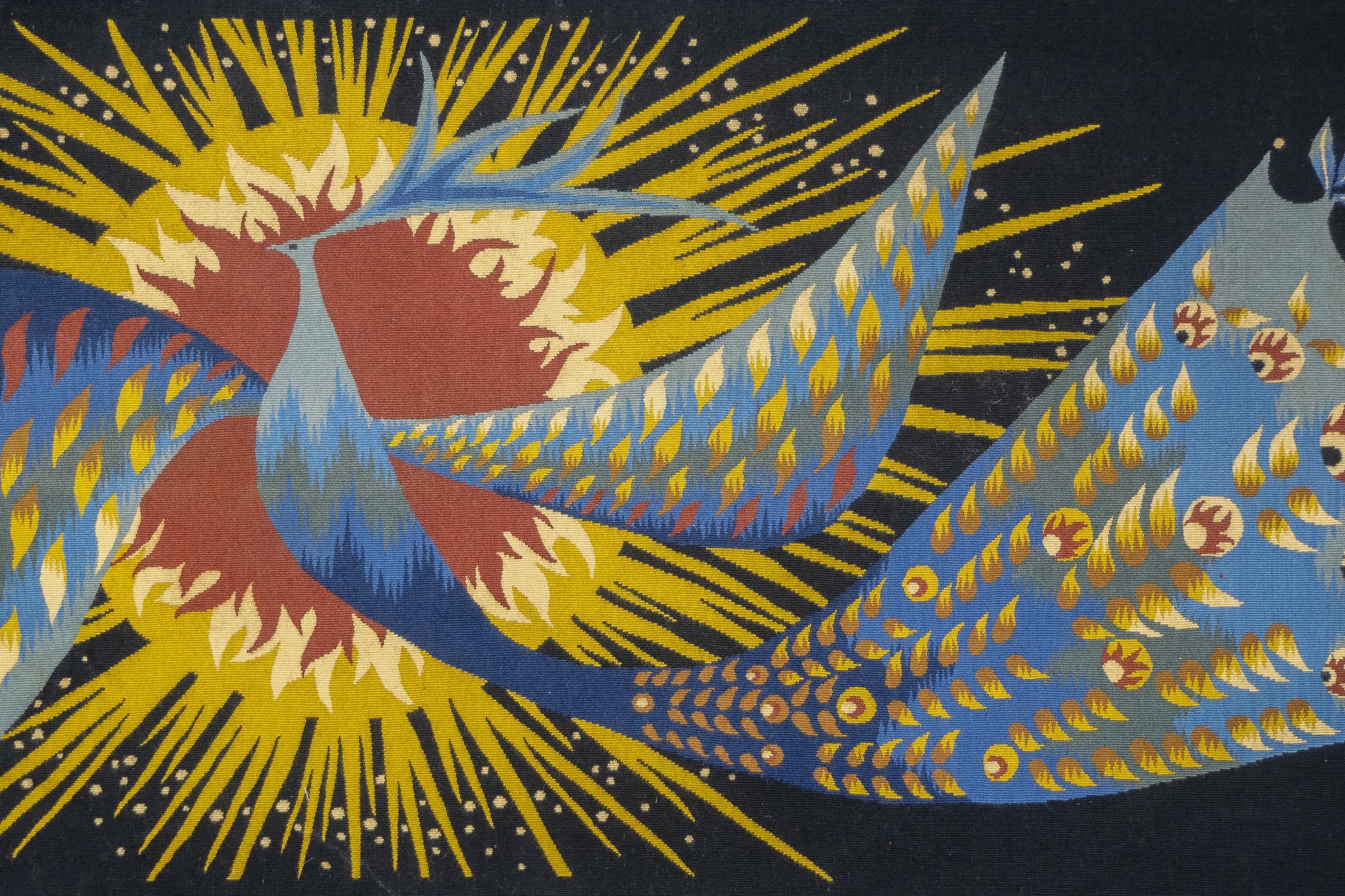 Mid Century French Tapestry Signed by Blenie 2'3'' x 4'10' In Excellent Condition For Sale In New York, NY