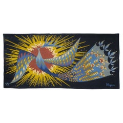 Tapiz francés de mediados de siglo firmado por Blenie 2'3'' x 4'10''