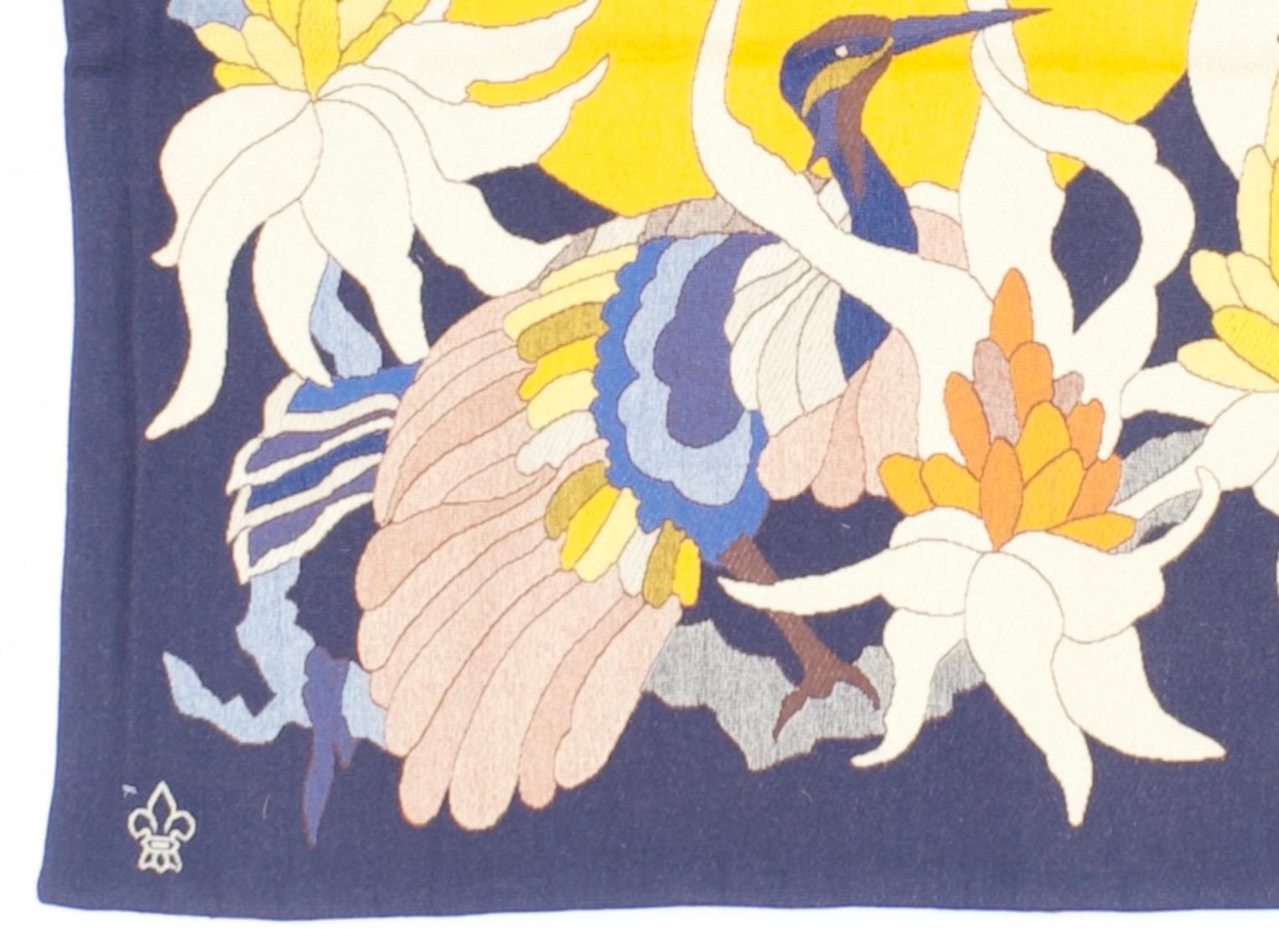 Wool Mid Century French Tapestry Signed by Jean Lurcat Artist Desginer 3’11” x 6’6” For Sale