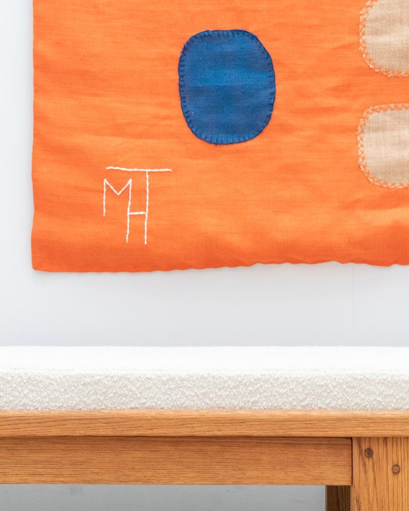 Patchwork Mid-century French tapestry, signed For Sale