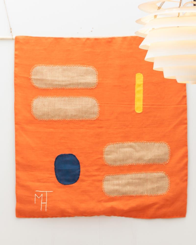 Burlap Mid-century French tapestry, signed For Sale