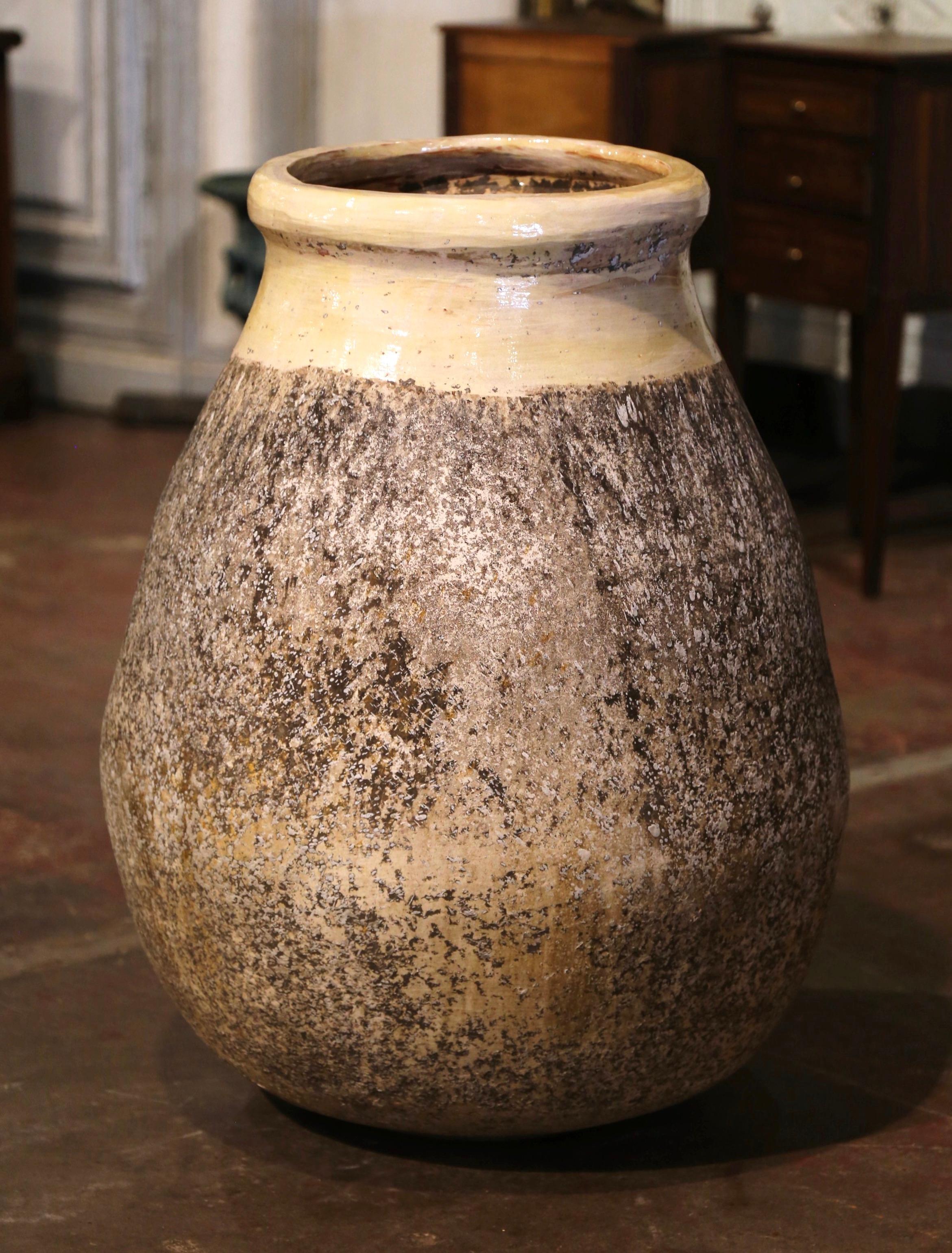 20th Century Mid-Century French Terracotta Biot Olive Jar from Provence For Sale