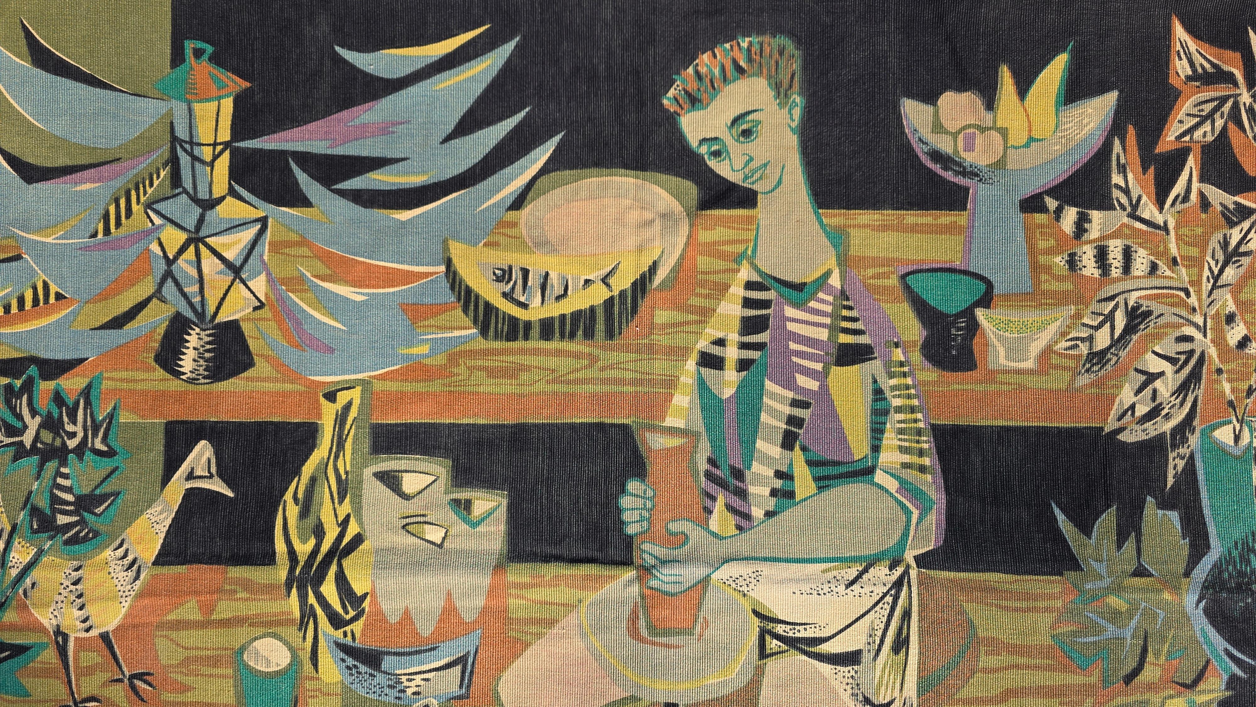 Mid-Century Modern Mid-Century French Textile Wall Hanging Design by Robert Debiève For Sale