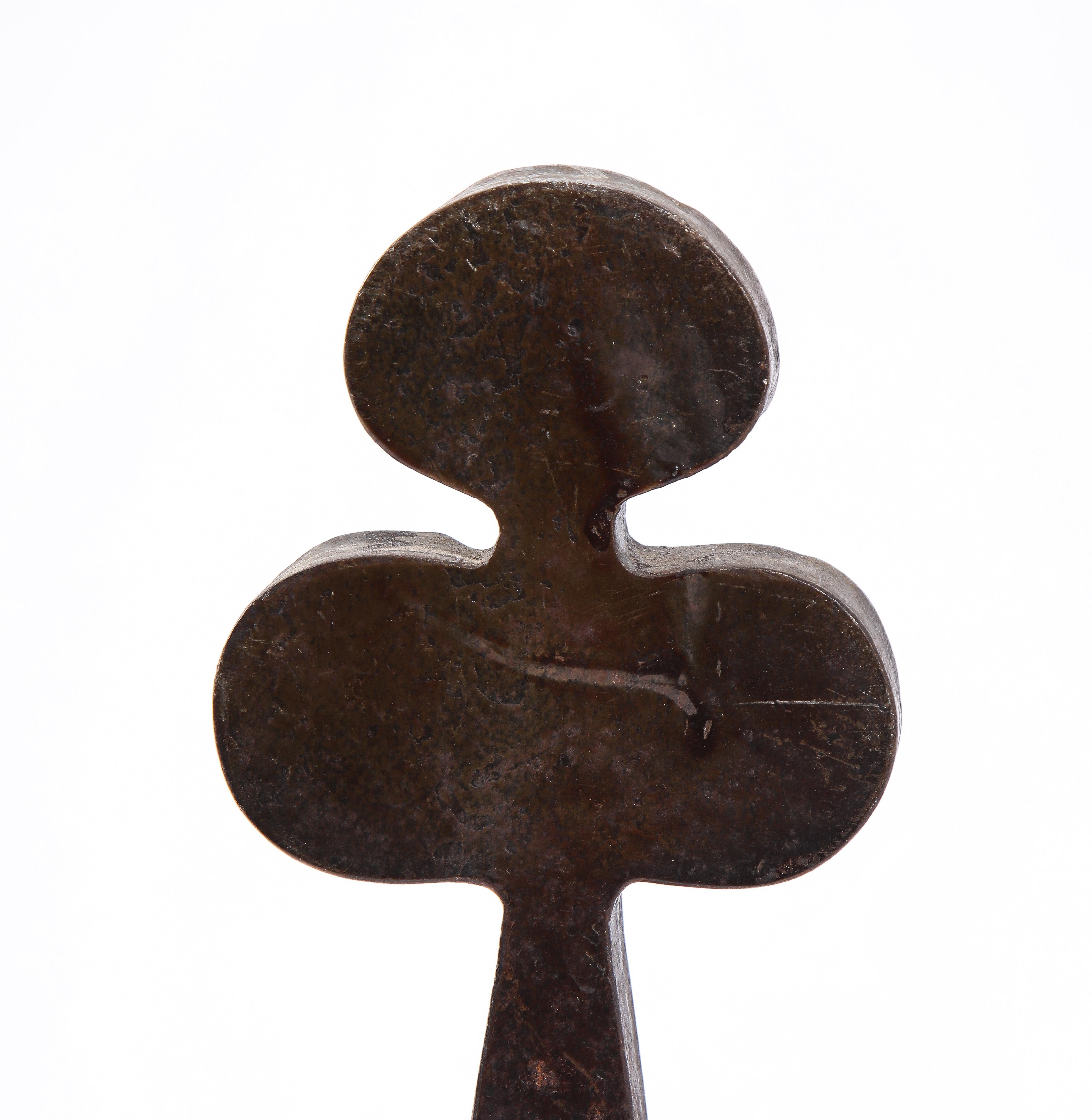 Midcentury French Three Leaf Clover Andirons in Iron 5