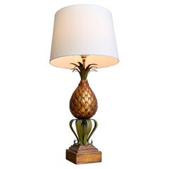 Retro Mid- Century French Toleware Pineapple Table Lamp