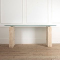 Mid-Century French Travertine Console Table
