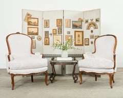 Mid-century French Trompe l'oeil Decoupage Folding Screen