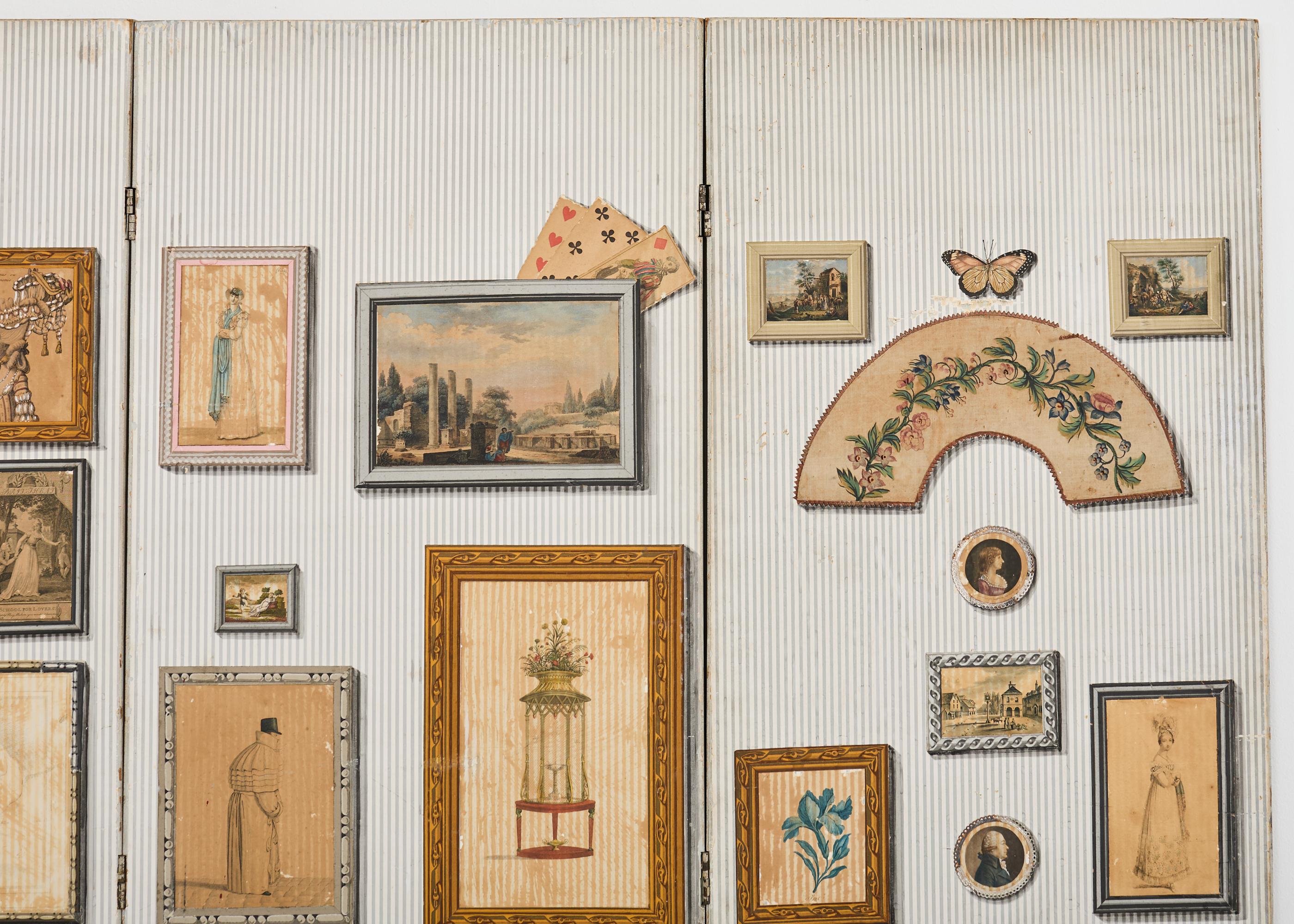 Mid-Century Modern Paravent en trompe l'Oeil du milieu du siècle dernier en vente