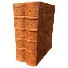 Mid-Century French Two-Volume Leather Bound Bible Set, Marseille 1953