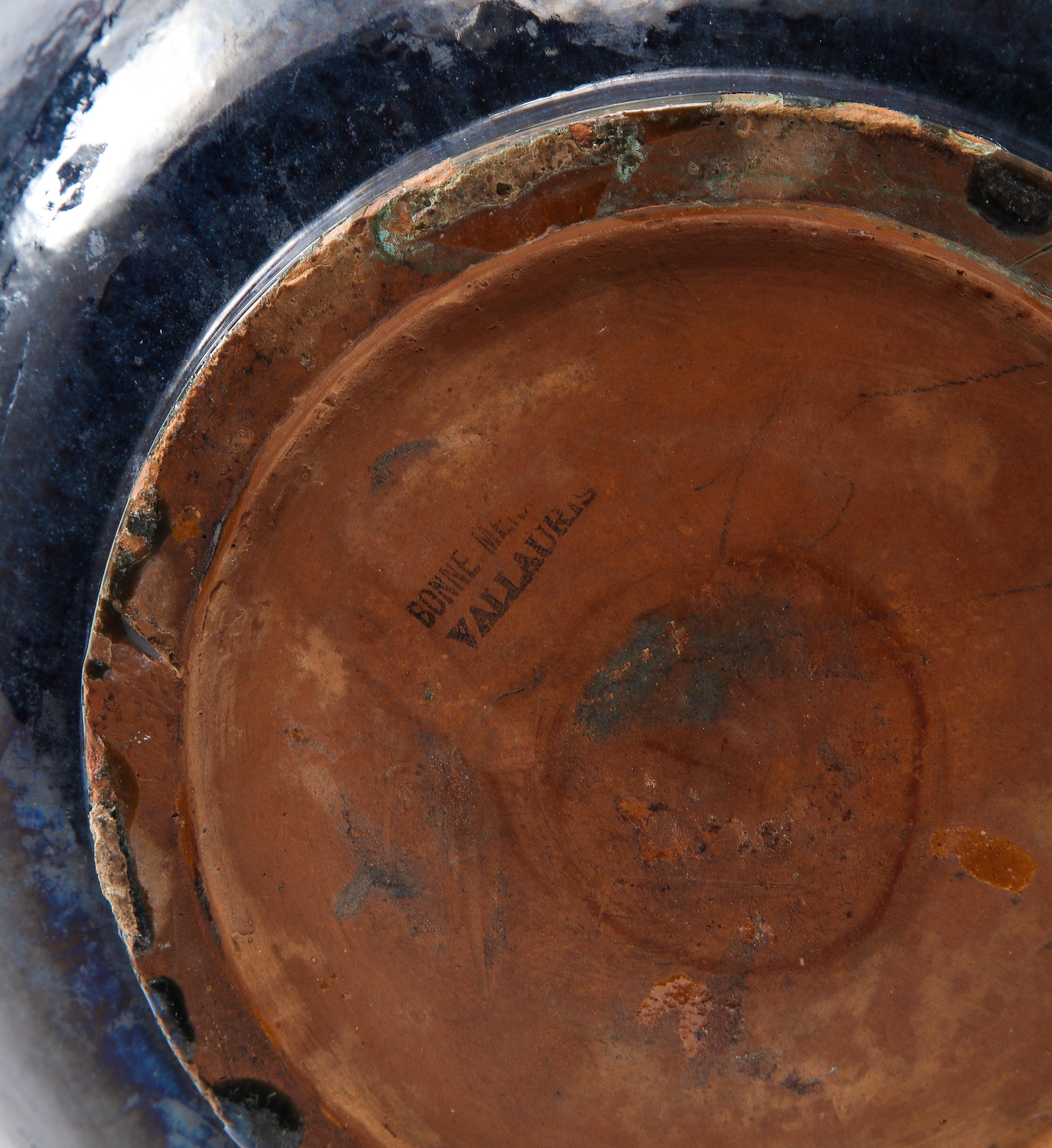 Midcentury French Vallarius Provincial Marine Blue Ceramic Vase, France 1960's 6