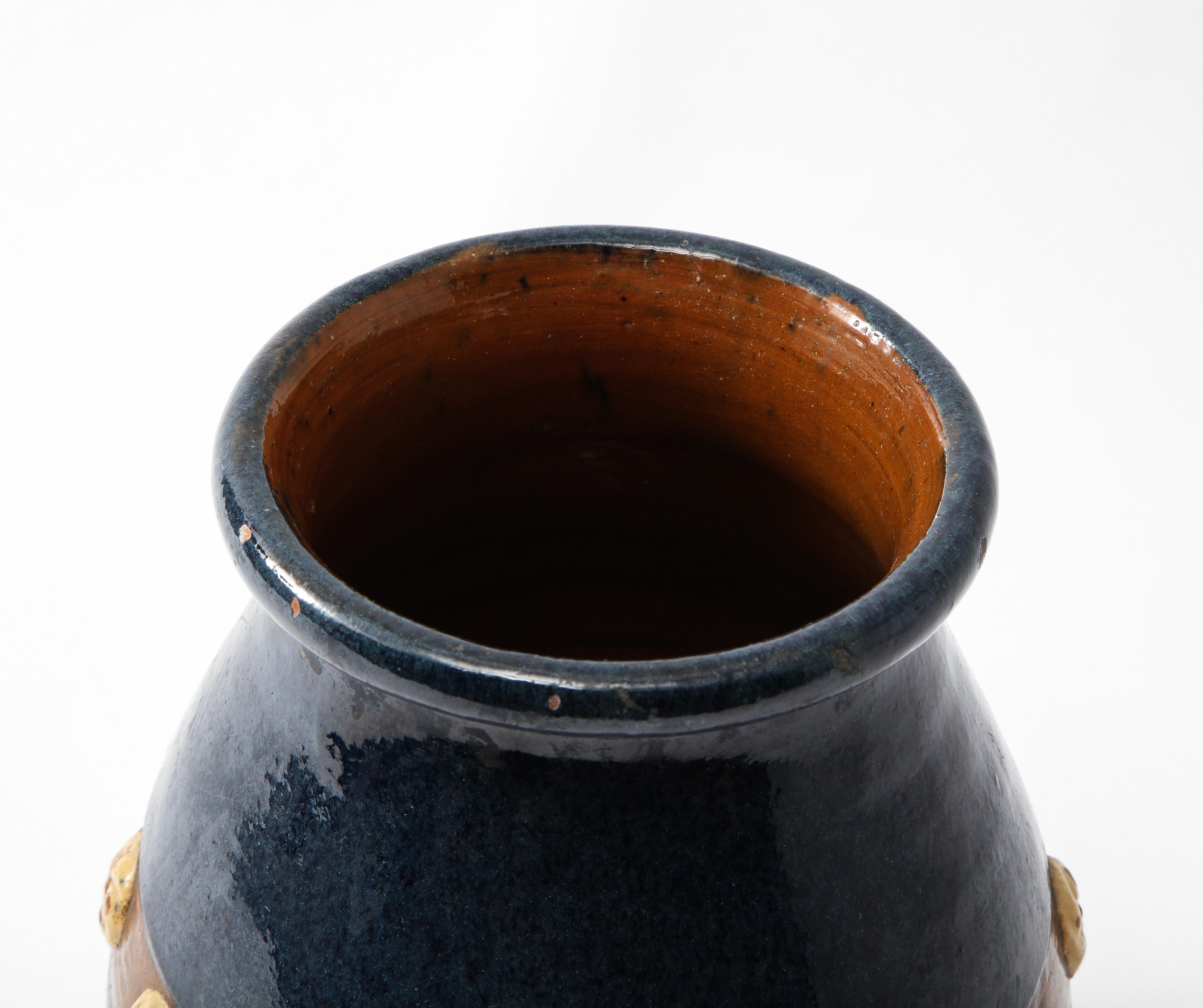 Midcentury French Vallarius Provincial Marine Blue Ceramic Vase, France 1960's 4