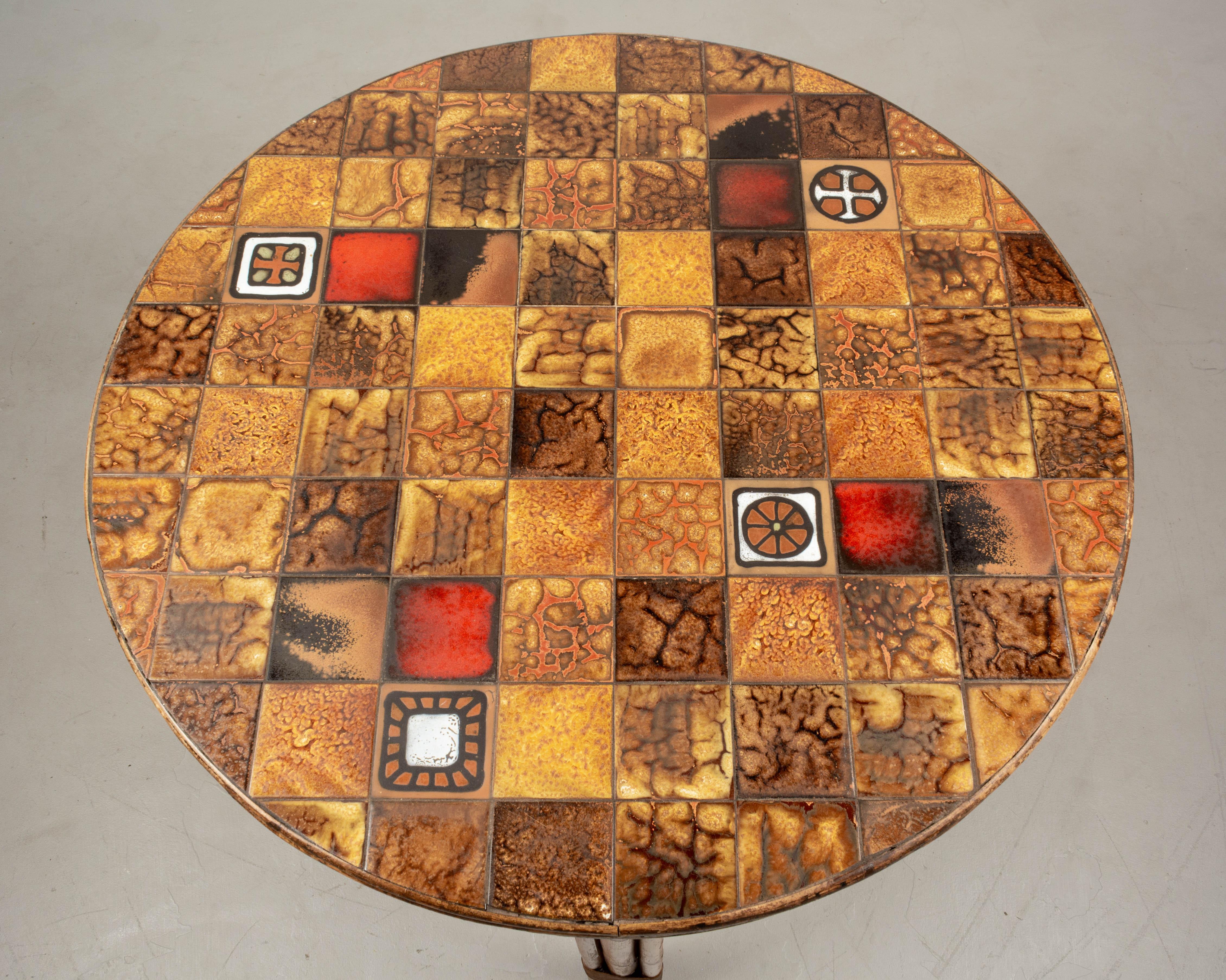 Ceramic Mid-Century French Vallauris Tile Top Dining Table For Sale