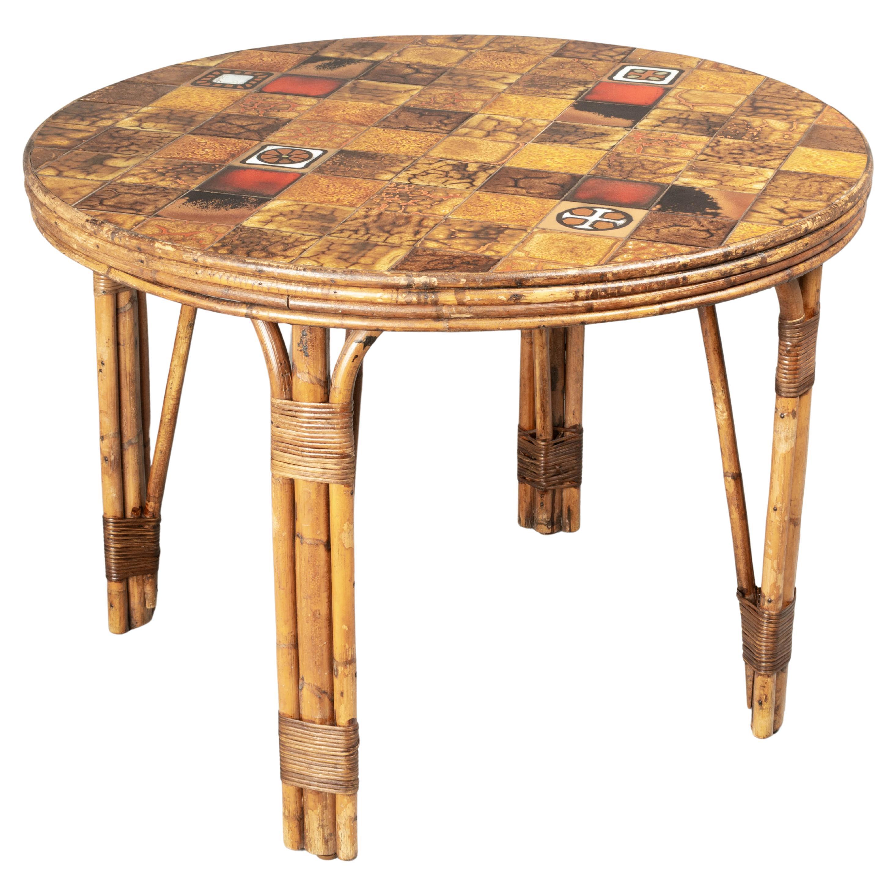 Mid-Century French Vallauris Tile Top Dining Table For Sale