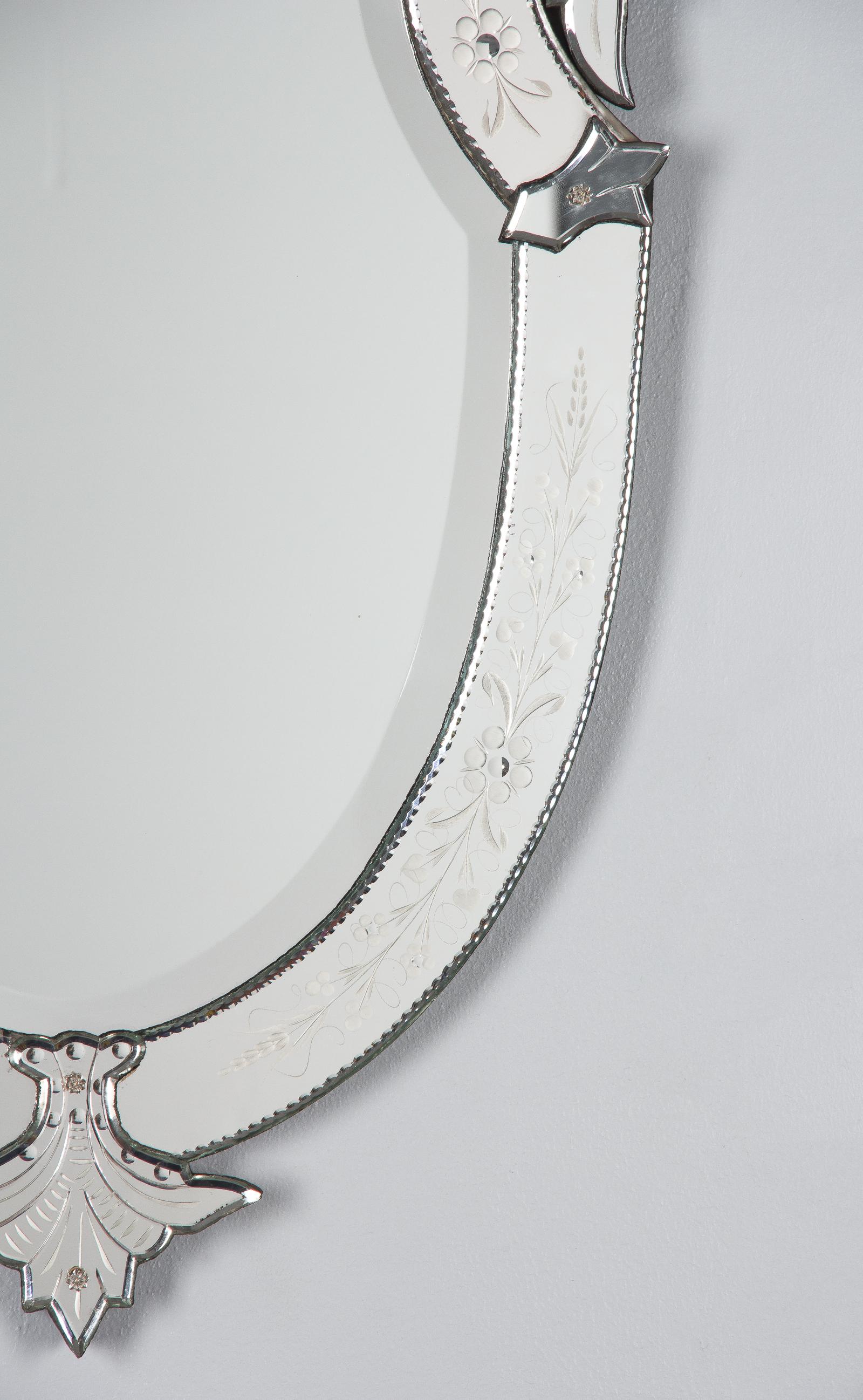 20th Century Midcentury French Venetian Glass Mirror, 1960s