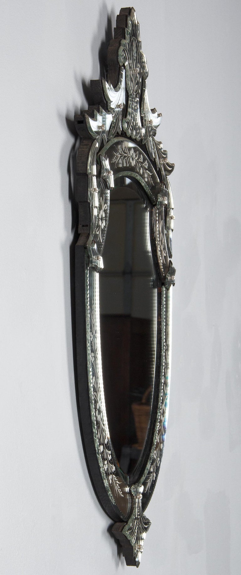 Midcentury French Glass Mirror For Sale at 1stdibs