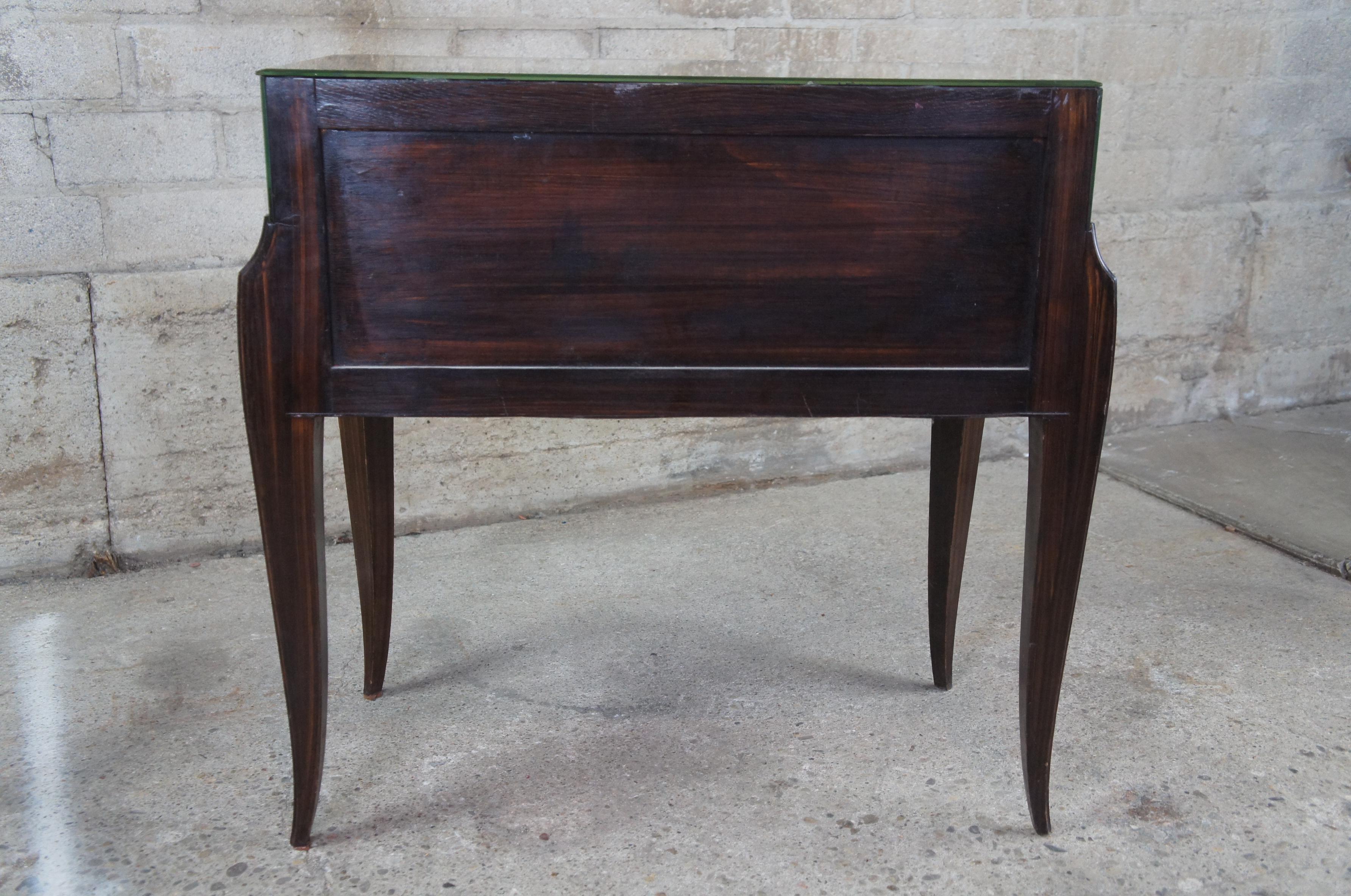 Mid Century French Venetian Mirrored Ebony Nightstand Entry Chest Console Table 6