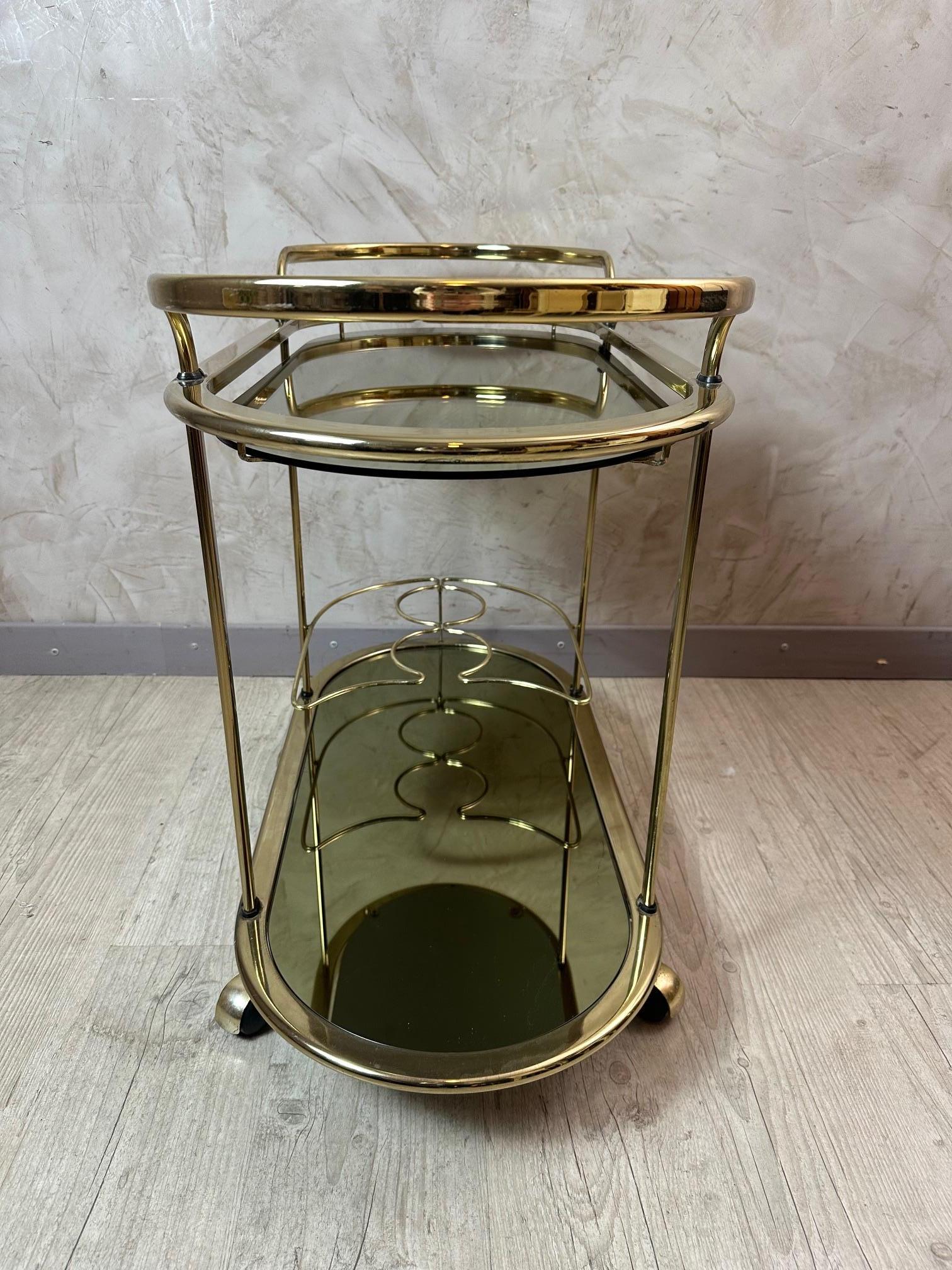 Französischer Vintage-Desserttisch aus Messing und Glas aus der Mitte des Jahrhunderts, 1970er Jahre im Angebot 4