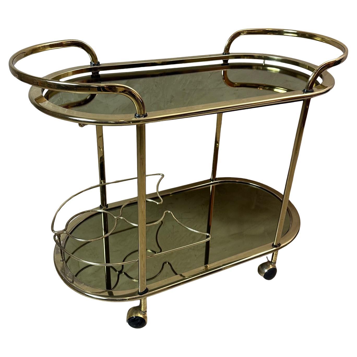 Französischer Vintage-Desserttisch aus Messing und Glas aus der Mitte des Jahrhunderts, 1970er Jahre