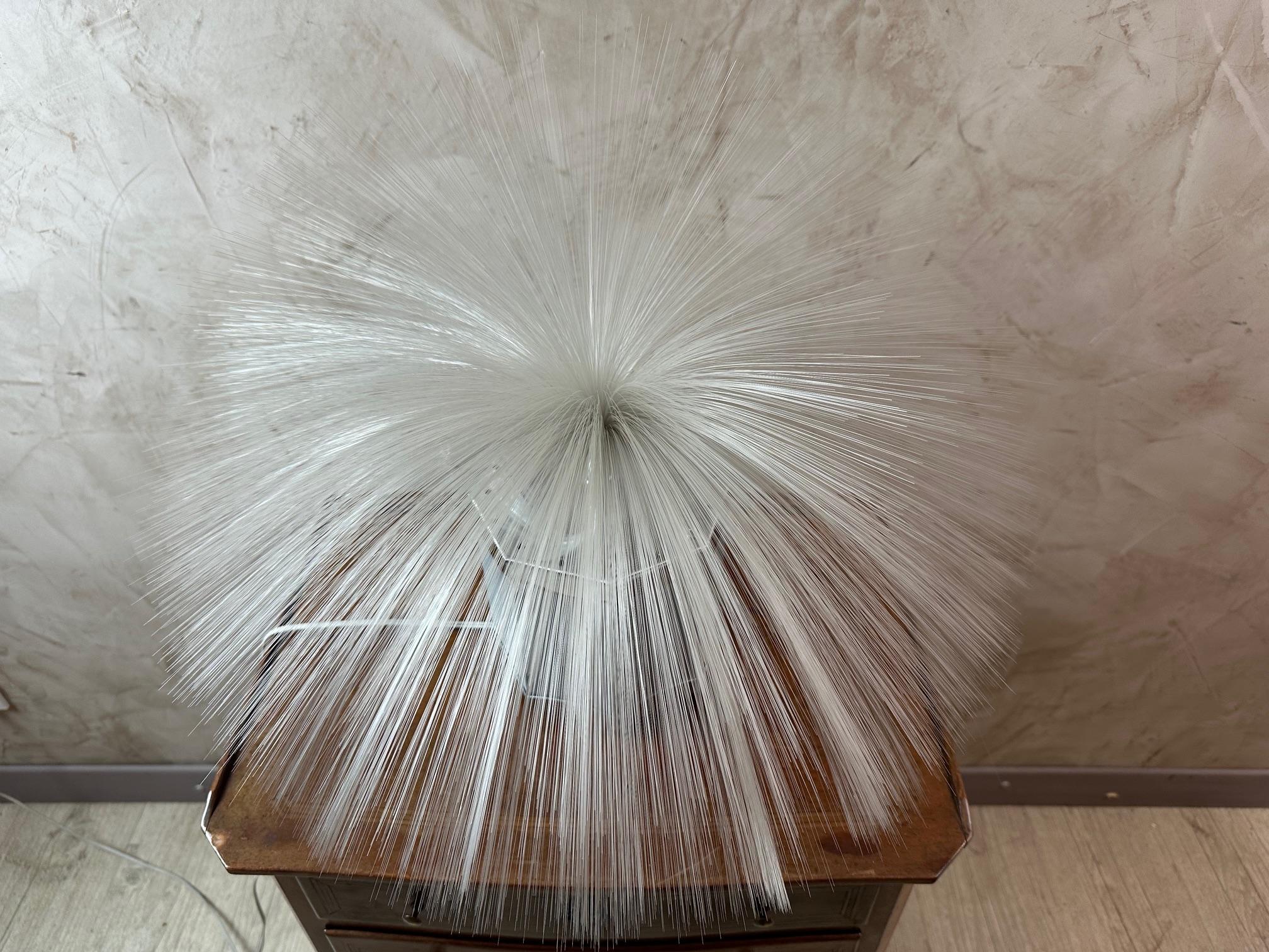 Mid-century French Vintage Fiberglass and Metal Spherical Table Lamp, 1960s In Good Condition For Sale In LEGNY, FR