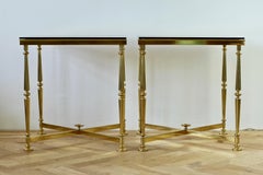Midcentury French Vintage Pair of Solid Cast Brass Side/ End Tables, circa 1970s