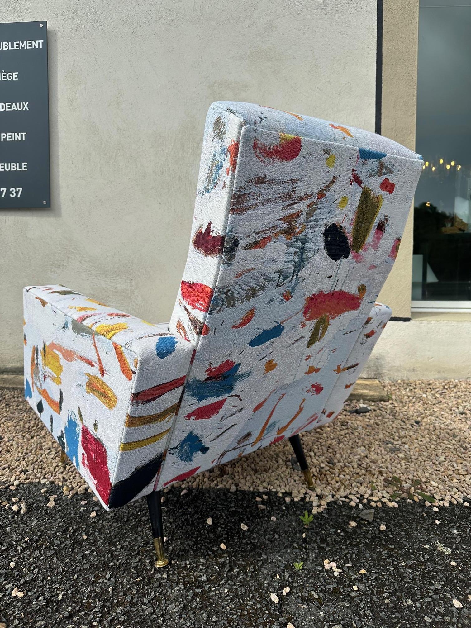Mid-century French Vintage Upholstered Armchair, 1970s 5