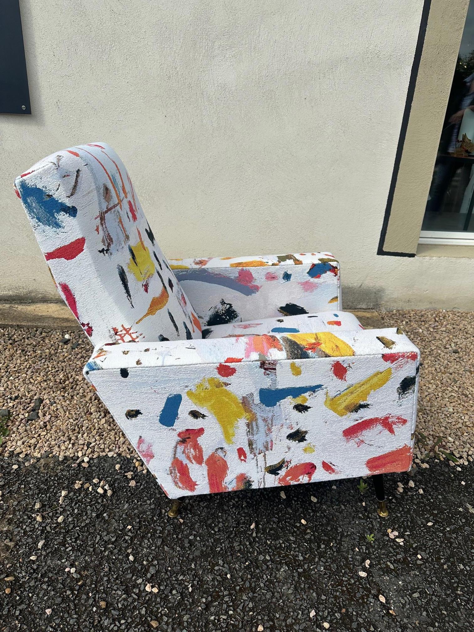Mid-century French Vintage Upholstered Armchair, 1970s 8