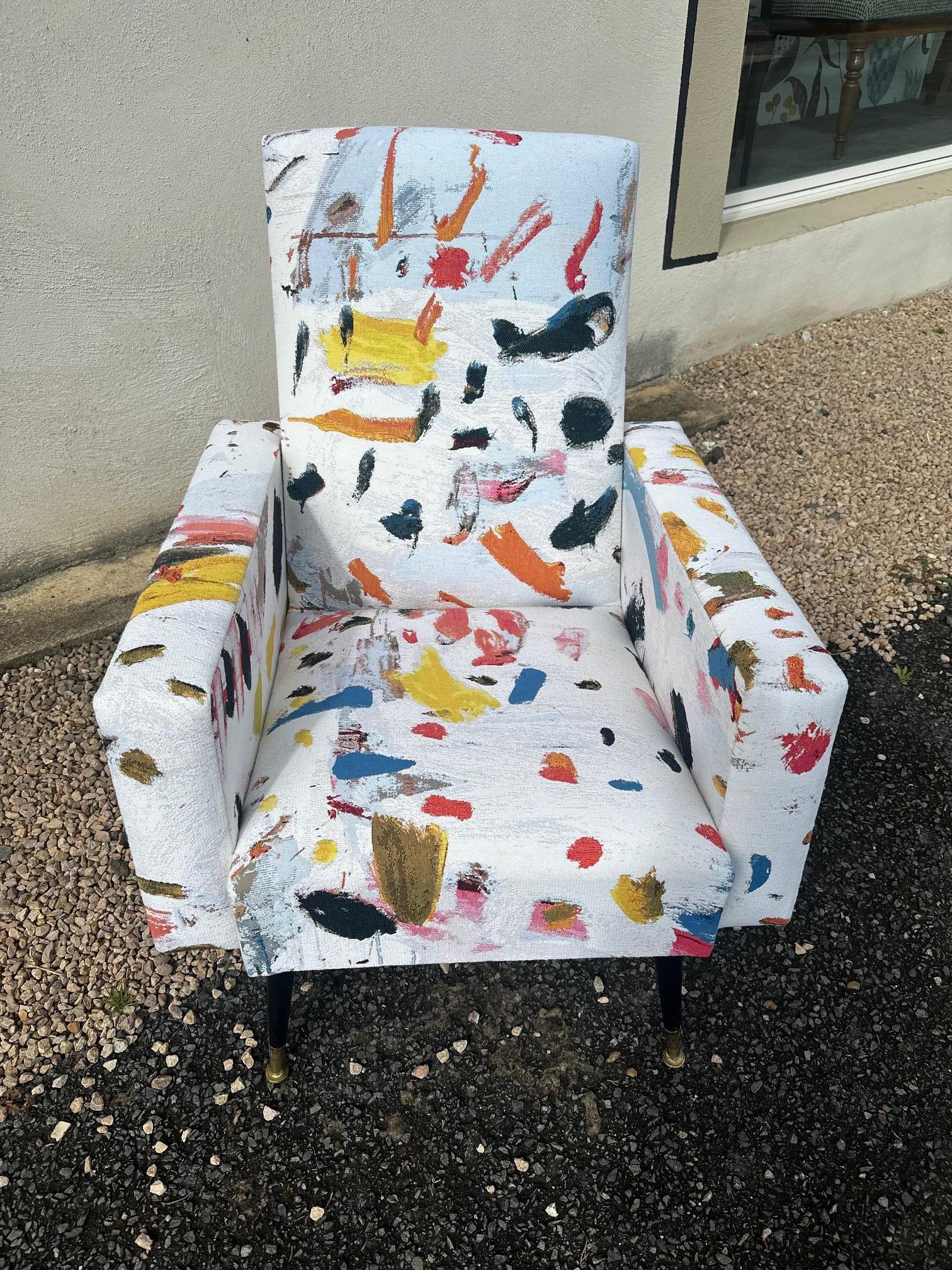 Late 20th Century Mid-century French Vintage Upholstered Armchair, 1970s